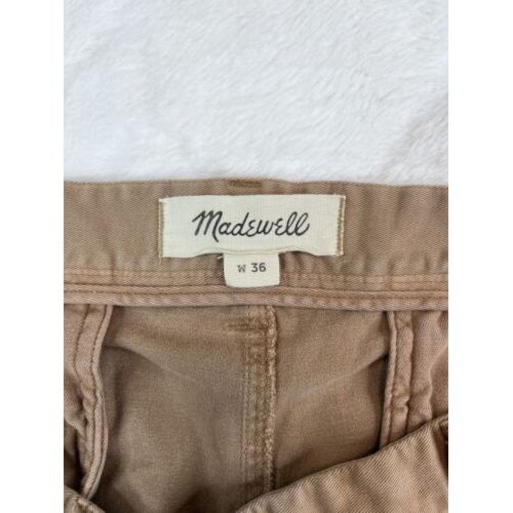 Madewell 9” Chino Shorts Men's Brown Khaki Raw Hem Flat Front Stretch - Sz 36 - Picture 7 of 8